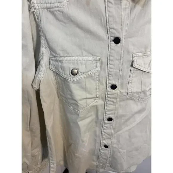Brand New Free People We The Free Cream Button-Up Shirt Jacket Small NWOT - Picture 3 of 8